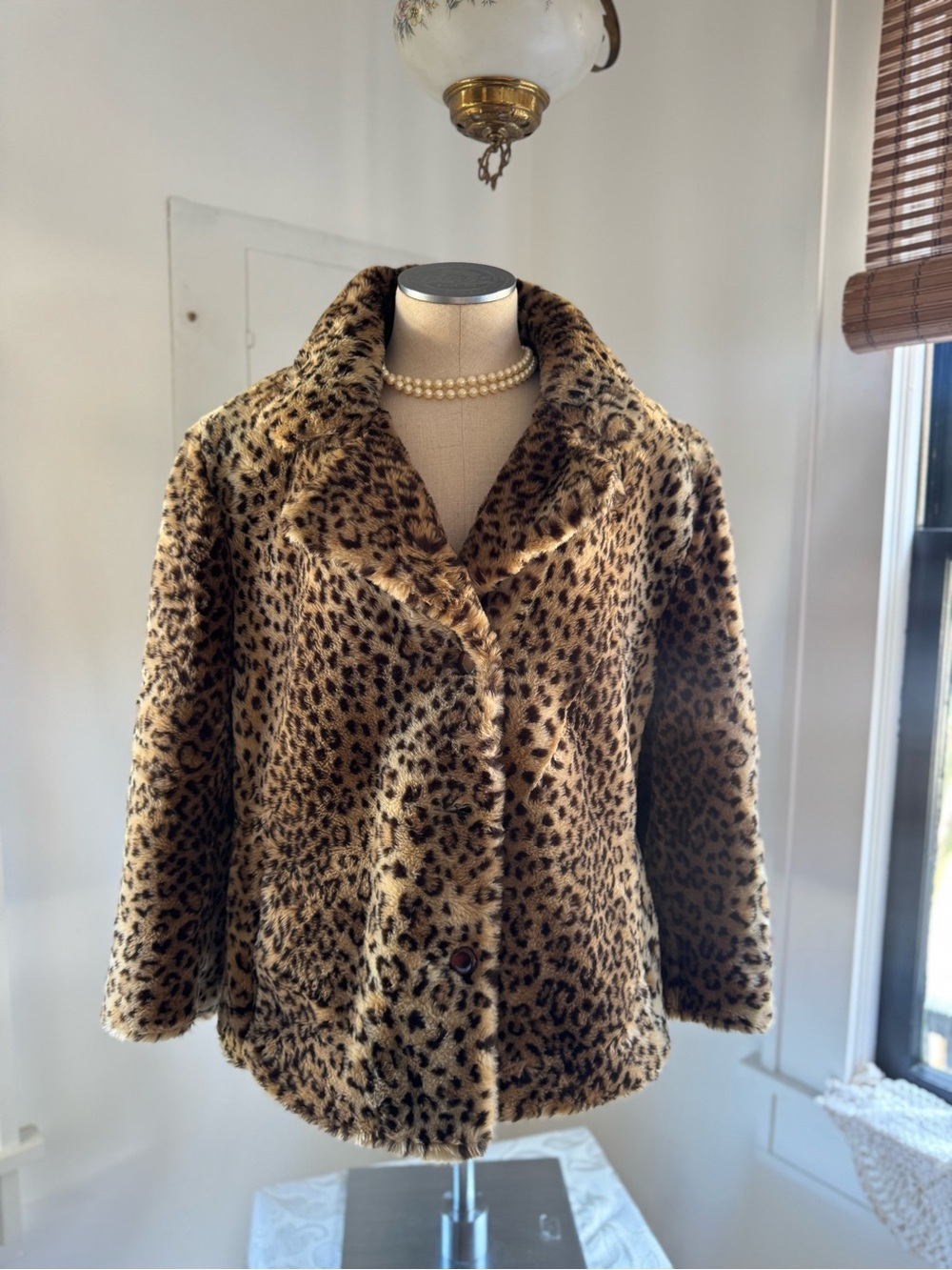Vintage Marvin Richards Leopard Faux Fur Coat